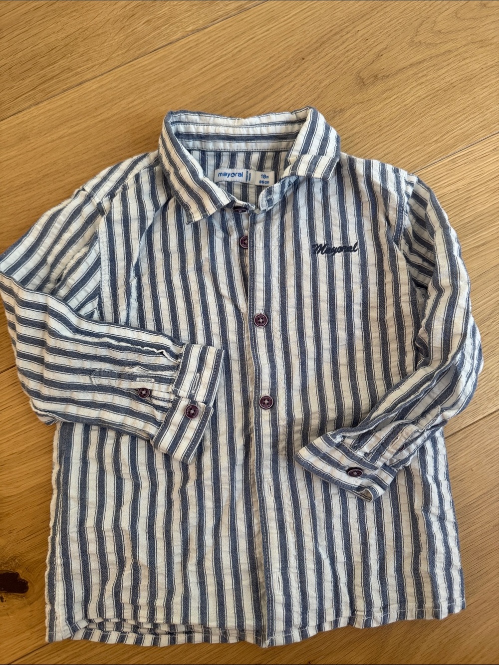 Mayoral Blue & White Striped Button-Down Shirt